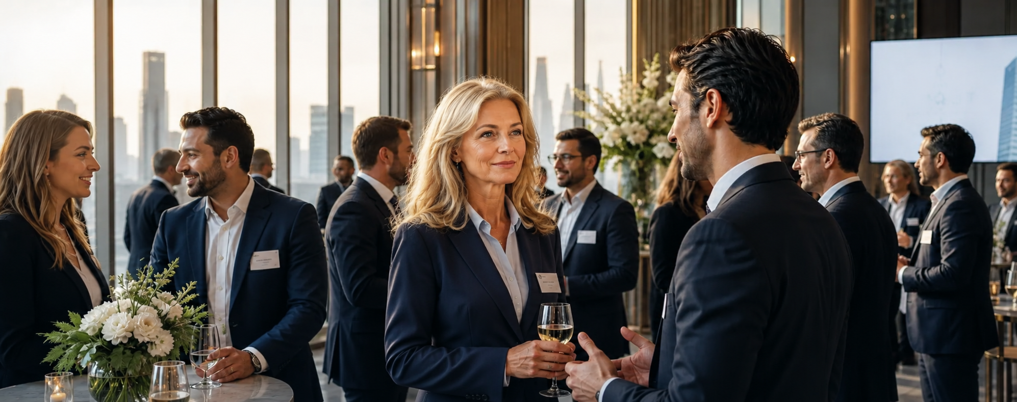 Evento aziendale con professionisti in networking